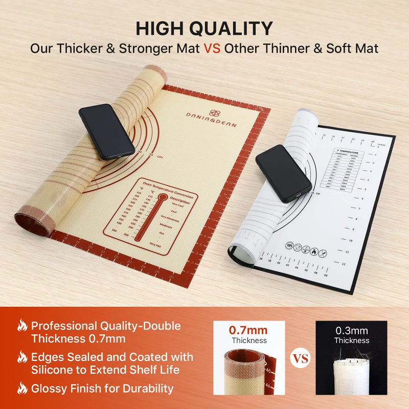 DANIA DEAN 26x16 Inch Extra Thick Silicone Baking Mat with Measurements, Non-slip and Reusable - For Cookies, Bread, Pastry - Image 5